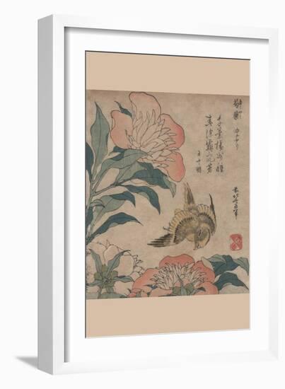 Peony and Canary-Katsushika Hokusai-Framed Art Print