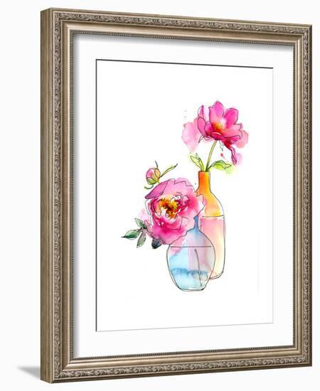 Peony in Vases, 2016-John Keeling-Framed Giclee Print