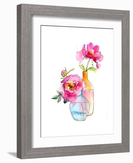 Peony in Vases, 2016-John Keeling-Framed Giclee Print