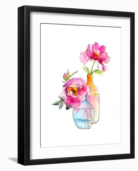 Peony in Vases, 2016-John Keeling-Framed Giclee Print