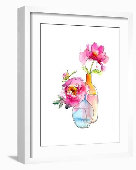 Peony in Vases, 2016-John Keeling-Framed Giclee Print