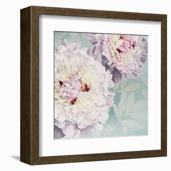 Peony on Blue-Elizabeth Hellman-Framed Art Print