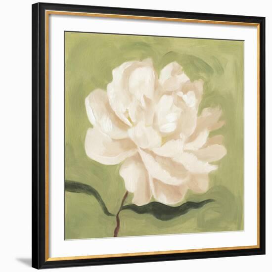 Peony on Olive I-Emma Scarvey-Framed Art Print