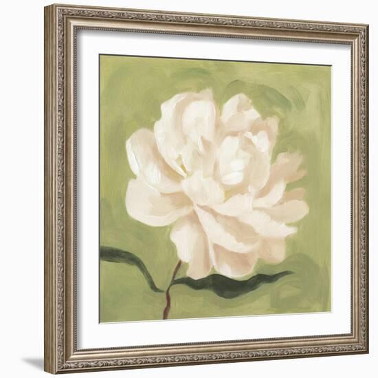 Peony on Olive I-Emma Scarvey-Framed Art Print