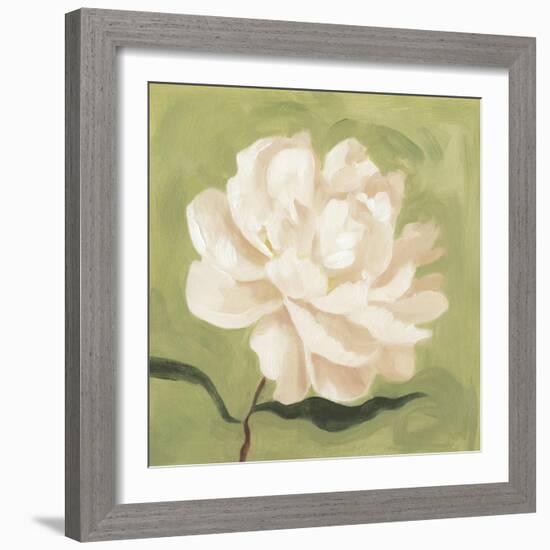 Peony on Olive I-Emma Scarvey-Framed Art Print