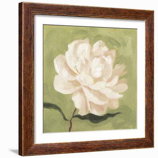 Peony on Olive I-Emma Scarvey-Framed Art Print