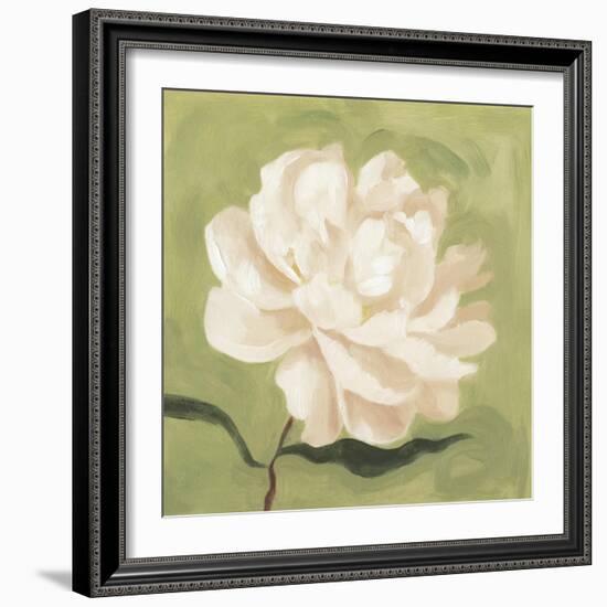 Peony on Olive I-Emma Scarvey-Framed Art Print