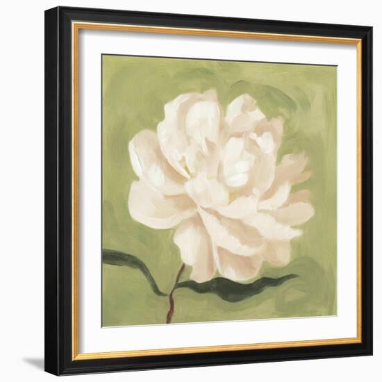 Peony on Olive I-Emma Scarvey-Framed Art Print