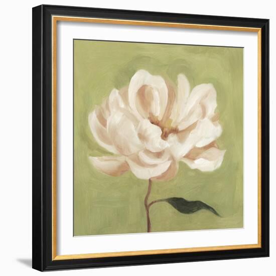 Peony on Olive II-Emma Scarvey-Framed Art Print