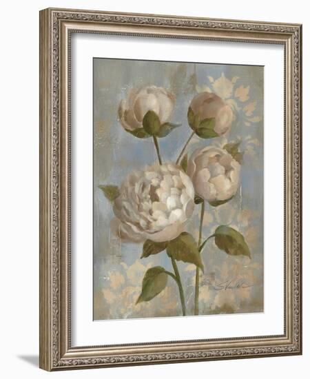 Peony on Soft Blue-Silvia Vassileva-Framed Art Print