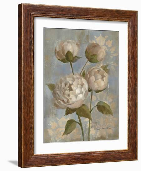 Peony on Soft Blue-Silvia Vassileva-Framed Art Print