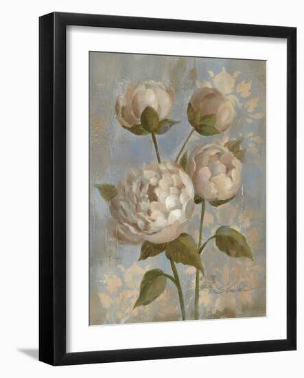 Peony on Soft Blue-Silvia Vassileva-Framed Art Print