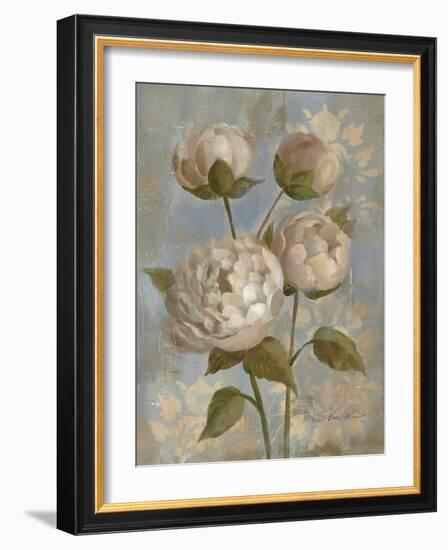 Peony on Soft Blue-Silvia Vassileva-Framed Art Print