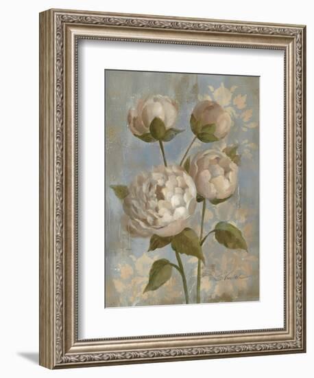 Peony on Soft Blue-Silvia Vassileva-Framed Art Print