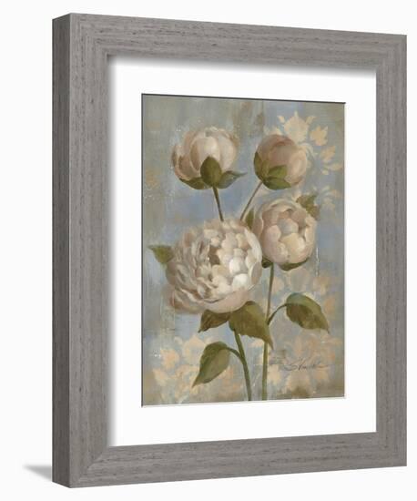 Peony on Soft Blue-Silvia Vassileva-Framed Art Print