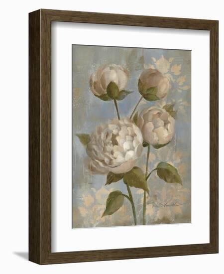 Peony on Soft Blue-Silvia Vassileva-Framed Art Print