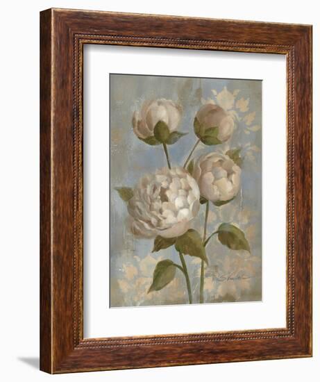 Peony on Soft Blue-Silvia Vassileva-Framed Art Print