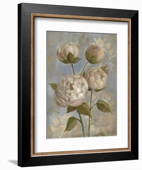 Peony on Soft Blue-Silvia Vassileva-Framed Art Print