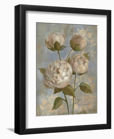 Peony on Soft Blue-Silvia Vassileva-Framed Art Print