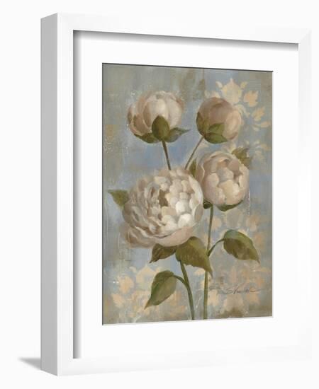 Peony on Soft Blue-Silvia Vassileva-Framed Art Print