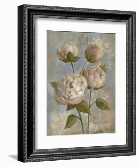 Peony on Soft Blue-Silvia Vassileva-Framed Art Print