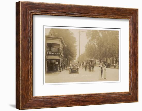 People and Traffic in Cairo, Catskill Mountains, New York State-null-Framed Photographic Print