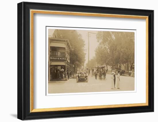 People and Traffic in Cairo, Catskill Mountains, New York State-null-Framed Photographic Print