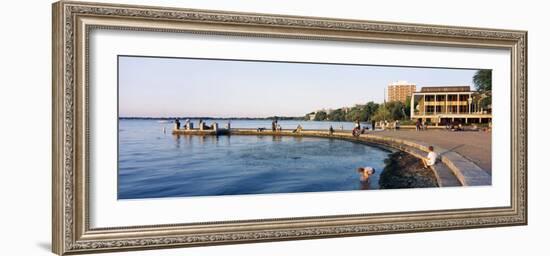 People at a Waterfront, Lake Mendota, University of Wisconsin, Memorial Union, Madison, Wisconsin-null-Framed Photographic Print