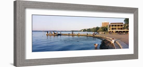 People at a Waterfront, Lake Mendota, University of Wisconsin, Memorial Union, Madison, Wisconsin-null-Framed Photographic Print