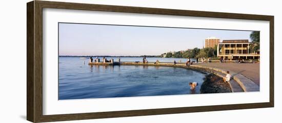 People at a Waterfront, Lake Mendota, University of Wisconsin, Memorial Union, Madison, Wisconsin-null-Framed Photographic Print