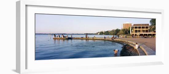 People at a Waterfront, Lake Mendota, University of Wisconsin, Memorial Union, Madison, Wisconsin-null-Framed Photographic Print