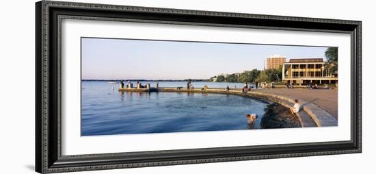 People at a Waterfront, Lake Mendota, University of Wisconsin, Memorial Union, Madison, Wisconsin-null-Framed Photographic Print