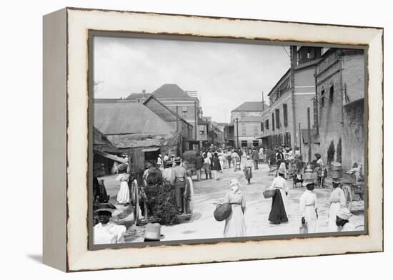 People at Outdoor Market-null-Framed Premier Image Canvas