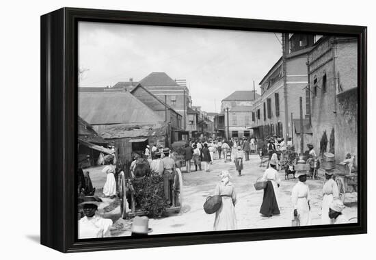 People at Outdoor Market-null-Framed Premier Image Canvas