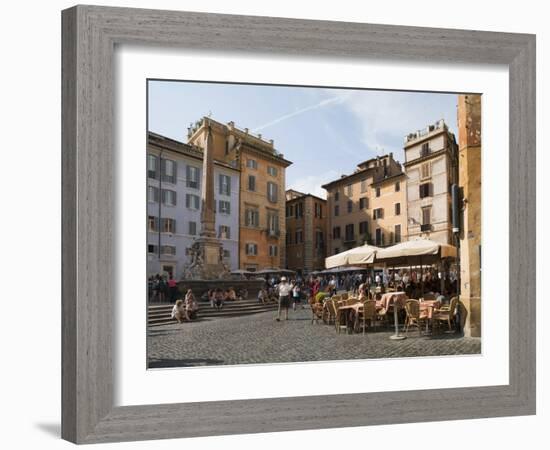 People at Outside Restaurant in Pantheon Square, Rome, Lazio, Italy, Europe-Angelo Cavalli-Framed Photographic Print