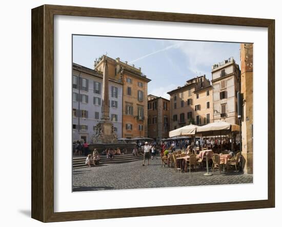 People at Outside Restaurant in Pantheon Square, Rome, Lazio, Italy, Europe-Angelo Cavalli-Framed Photographic Print