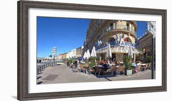 People at sidewalk cafe, Marseille, Bouches-Du-Rhone, Provence-Alpes-Cote D'Azur, France-null-Framed Photographic Print