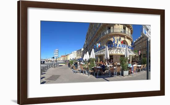 People at sidewalk cafe, Marseille, Bouches-Du-Rhone, Provence-Alpes-Cote D'Azur, France-null-Framed Photographic Print