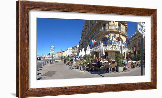 People at sidewalk cafe, Marseille, Bouches-Du-Rhone, Provence-Alpes-Cote D'Azur, France-null-Framed Photographic Print