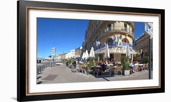 People at sidewalk cafe, Marseille, Bouches-Du-Rhone, Provence-Alpes-Cote D'Azur, France-null-Framed Photographic Print