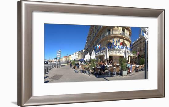 People at sidewalk cafe, Marseille, Bouches-Du-Rhone, Provence-Alpes-Cote D'Azur, France-null-Framed Photographic Print