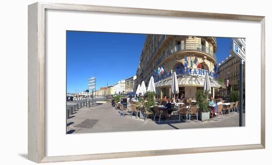 People at sidewalk cafe, Marseille, Bouches-Du-Rhone, Provence-Alpes-Cote D'Azur, France-null-Framed Photographic Print