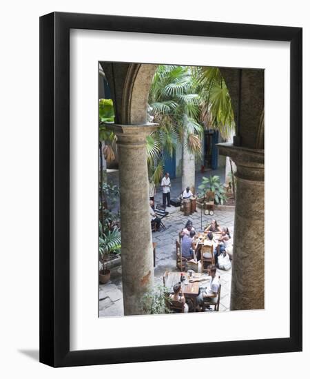 People at Tables and Musicians Playing in Courtyard of Colonial Building Built in 1780, Havana-Donald Nausbaum-Framed Photographic Print