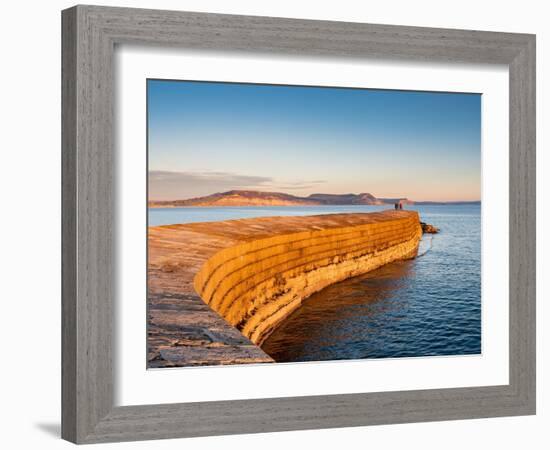 People at the end of The Cobb enjoying the evening light, Lyme Regis, Dorset, England-Jean Brooks-Framed Photographic Print