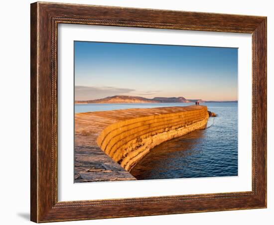 People at the end of The Cobb enjoying the evening light, Lyme Regis, Dorset, England-Jean Brooks-Framed Photographic Print