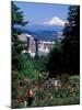 People at the Washington Park Rose Test Gardens with Mt Hood, Portland, Oregon, USA-Janis Miglavs-Mounted Photographic Print