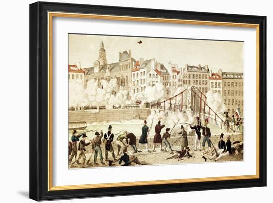 People Attacking Town Hall in Paris, July 28, 1830, France-null-Framed Giclee Print