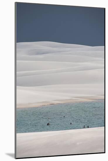 People Bathe in One of Brazil's Lencois Maranhenses Lagoons Surrounded by Sand Dunes-Alex Saberi-Mounted Photographic Print