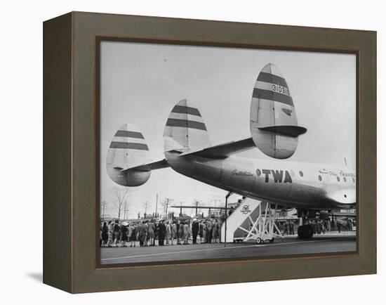 People Boarding Twa Plane "Constellation"-null-Framed Premier Image Canvas