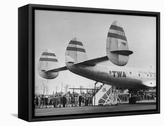 People Boarding Twa Plane "Constellation"-null-Framed Premier Image Canvas